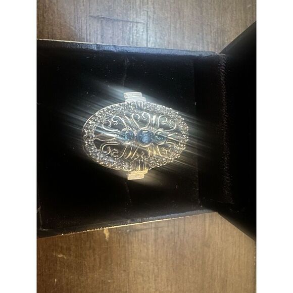 995 Pure Platinum Diamond & Fancy Blue Diamond Statement Ring Size 6.5 12.3 Gr - Picture 10 of 16